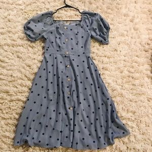 Blue 60's Polka Dot Dress